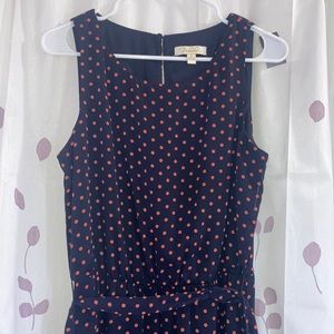 Prelude, Sleeveless Dress, Navy Blue with orange dots, Size 8